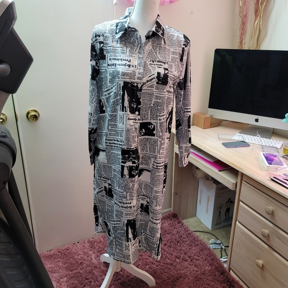 Asymmetrical Newspaper Dress - Picture 5 of 6